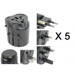 5 X Usb + universal travel ac plug adapter charger us uk eu jr international - 1