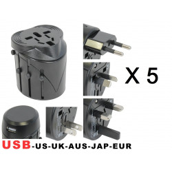 5 X Plug adapter mit usb elektrisiert 150 ländern reisen europa usa australia uk britain jr international - 1