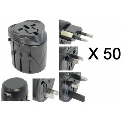 50 X Usb + universal travel ac plug adapter charger us uk eu jr international - 1