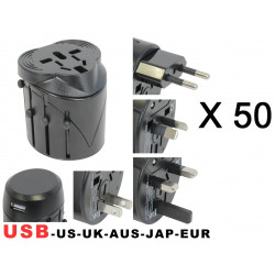 50 X Plug adapter mit usb elektrisiert 150 ländern reisen europa usa australia uk britain jr international - 1