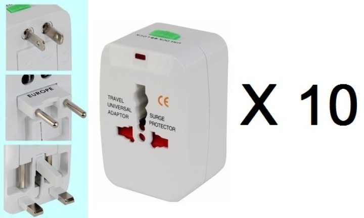 10 X Adattatore presa elettrica viaggio 150 paesi europa america usa gran bretagna uk australia jr international - 1