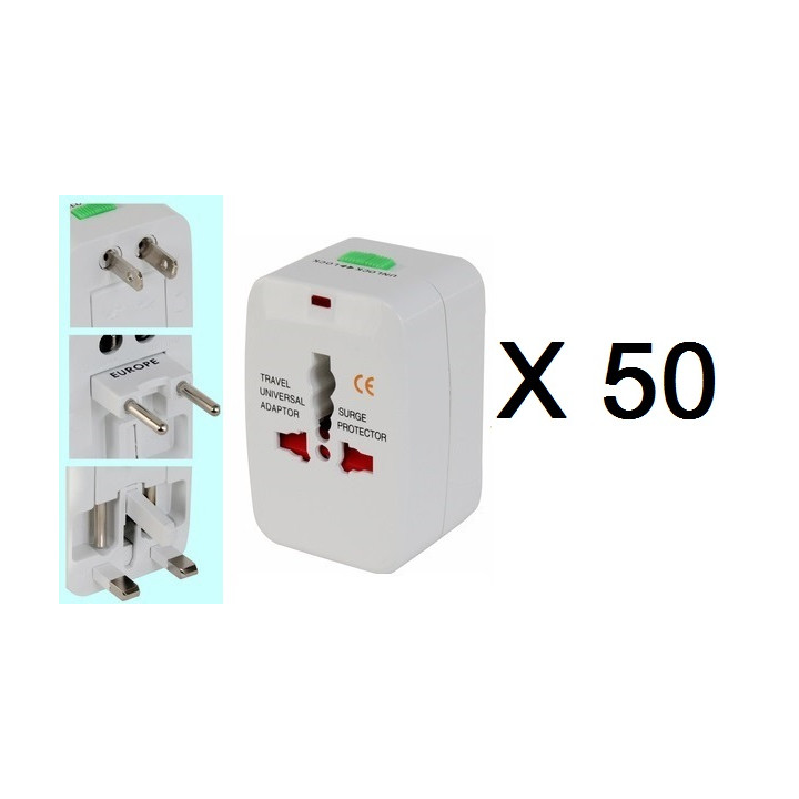 50 X Adattatore presa elettrica viaggio 150 paesi europa america usa gran bretagna uk australia jr international - 1