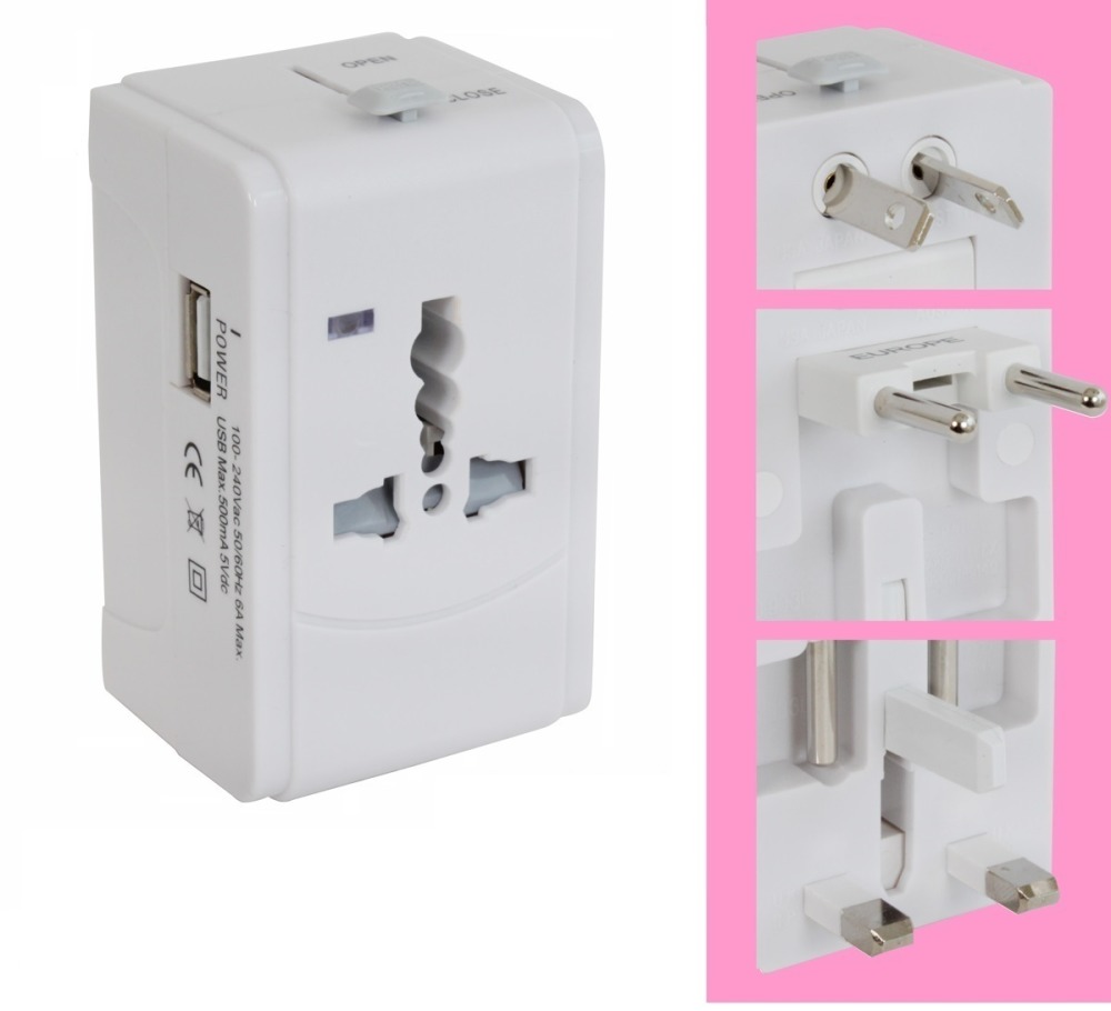 Travel plug adapter mit usb 150 ländern europa usa australia uk britain jr international - 1