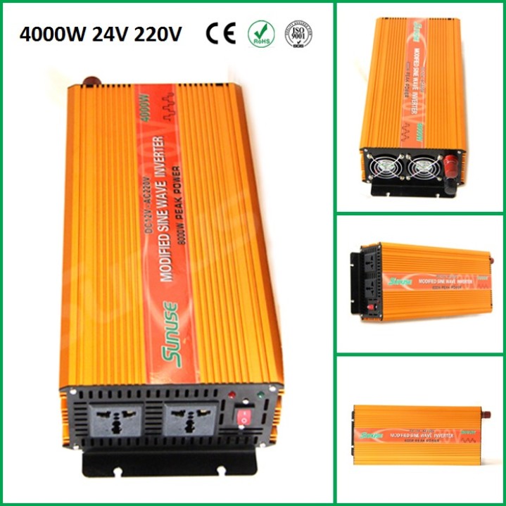 Convertidor de tension 4000w 8000w crete 24v hacia 220v sinusoide modificada 24vcc salida 230vca 240v jr international - 2