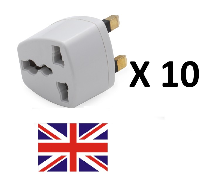 10 X Adattatore elettrico presa europea verso presa inglese senza presa terra convertitore adattatore converter jr international