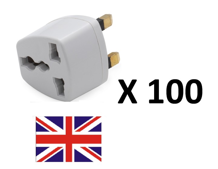 100 X Adaptador electrico enchufe europeo hacia enchufe ingles lle929 adaptador convertidor jr international - 1