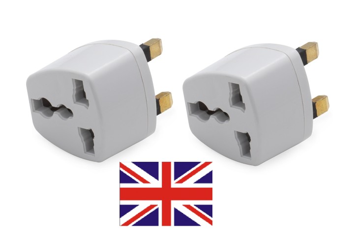 2 X Adaptador electrico enchufe europeo hacia enchufe ingles lle929 adaptador convertidor jr international - 1