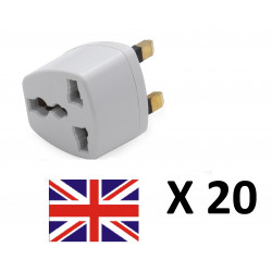 20 X UK Travel Adapter For TYPE G Plug - Works With Electrical Outlets In United Kingdom, Ireland, Great Britian, Scotland, Engl