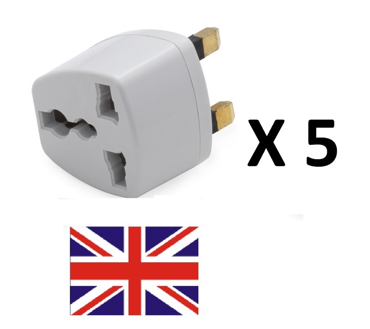 5 X Travel adapter electric adapter gb plug to european , 1a 250vac electric adapters gb plug to european , 1a 250vac electric a