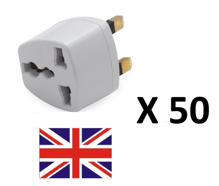 50 X Adattatore elettrico presa europea verso presa inglese senza presa terra convertitore adattatore converter jr international