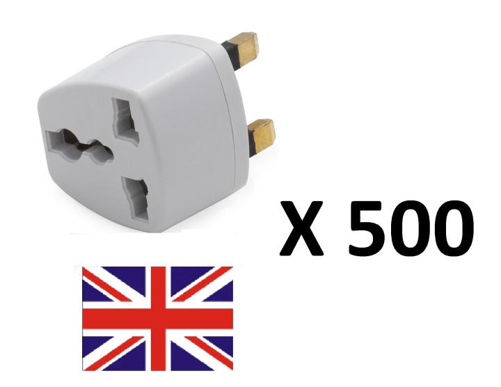 500 X UK Travel Adapter For TYPE G Plug - Works With Electrical Outlets In United Kingdom, Ireland, Great Britian, Scotland, Eng