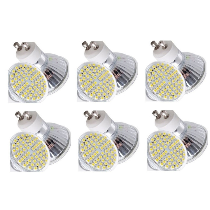 6 X Gu10 white 60 led light bulb lamp 4w jr international - 2