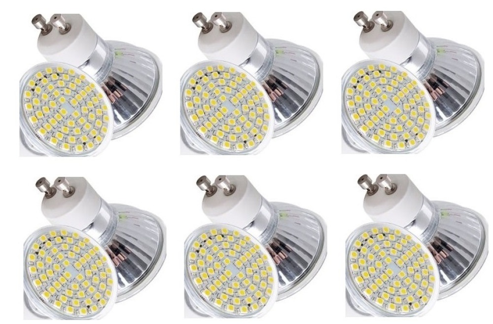 6 X Gu10 white 60 led light bulb lamp 4w jr international - 2