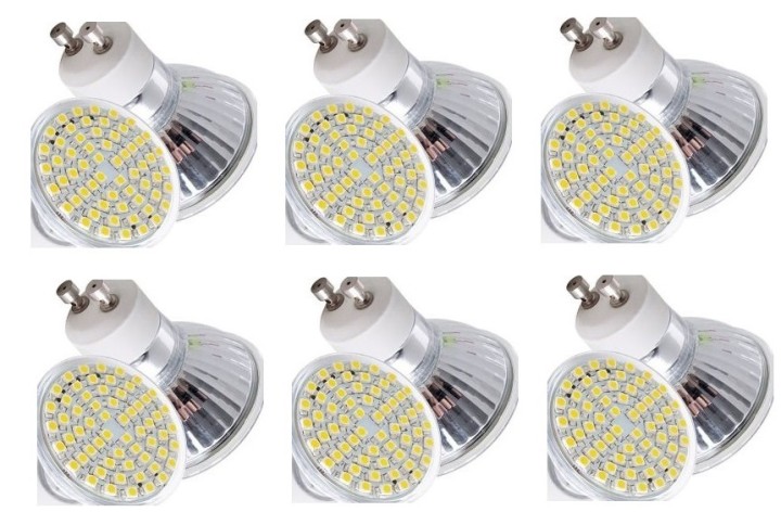 6 X 4w led gu10 lampada 60 bianco 6500k lampadina spot 220v 230v 240v consolidata bassa illuminazione gu10l4w jr international -