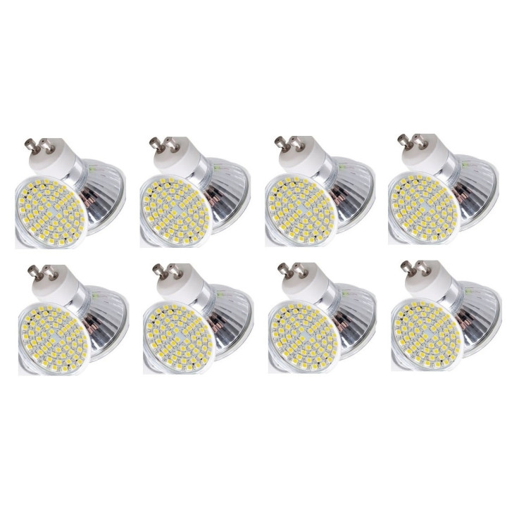 8 X Gu10 white 60 leds light bulb lamp 4w jr international - 2