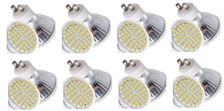 8 X Gu10 white 60 leds light bulb lamp 4w jr international - 2