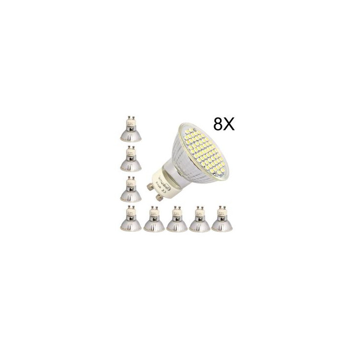8 X Gu10 white 60 leds light bulb lamp 4w jr international - 1