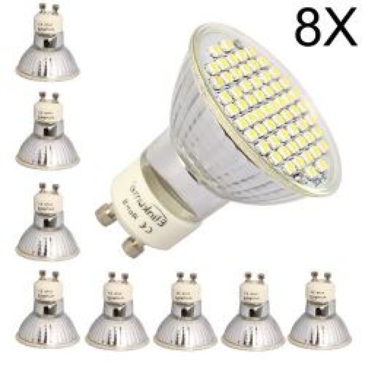 8 X Gu10 white 60 leds light bulb lamp 4w jr international - 1