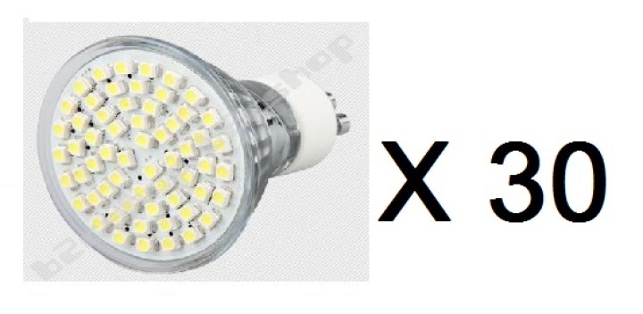 30 X Gu10 white 60 led light bulb lamp 4w jr international - 1