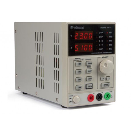 Programmable laboratory power supply - 0-30 vcc / 5A max - double LED display with interface velleman - 3
