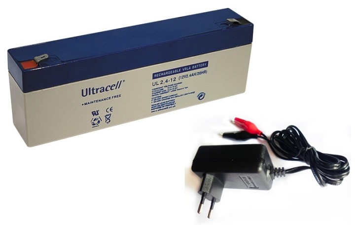 lotto 1 12v 2.4ah batteria + 1 caricatore 220v 12v jr international - 1