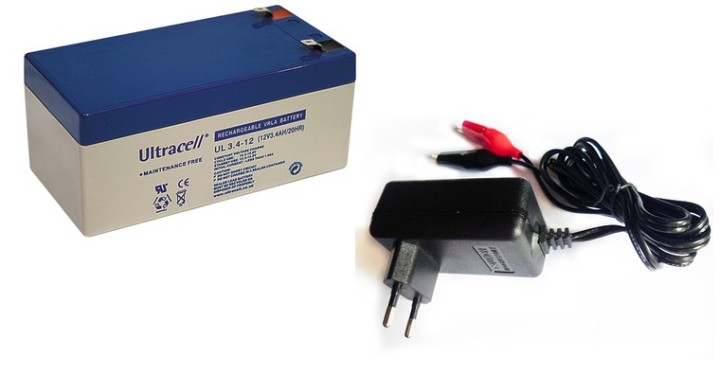 Los 1 12v3.4ah akku + 1 ladegerät 220v 12v jr international - 1
