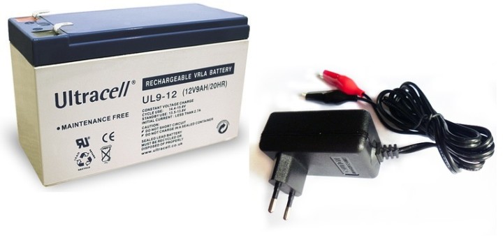 lotto 1 12v 9ah batteria + 1 caricatore 220v 12v jr international - 1