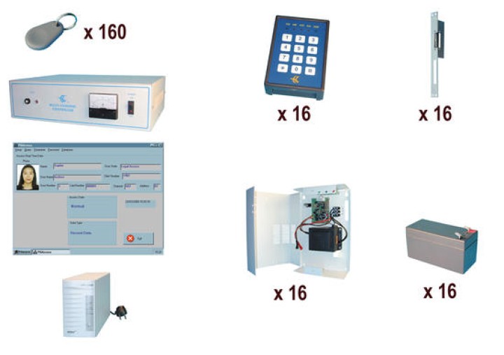 Kit controllo 16 accessi mediante lettore di badge sistema sorveglianza accesso protezione entrata jr international - 1