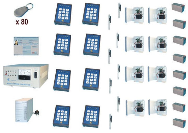Kit controllo 8 accessi mediante lettore di badge sistema sorveglianza accesso protezione entrata jr international - 1