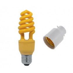 1 yellow bulb b22 anti mosquitoes buzz off 15w 75w equivalent compact fluorescent spiral 220v 240v jr international - 1