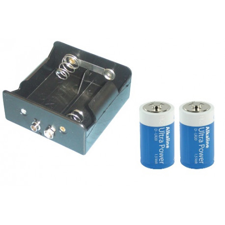 Batteriehalter fur 2 x d batterien (mit druckknopfanschlussen) + 2 batterien jr international - 1