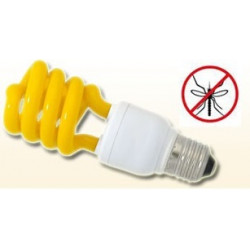Yellow bulb e27 anti mosquitoes buzz off 20w 100w equivalent compact fluorescent spiral 220v 240v jr international - 1