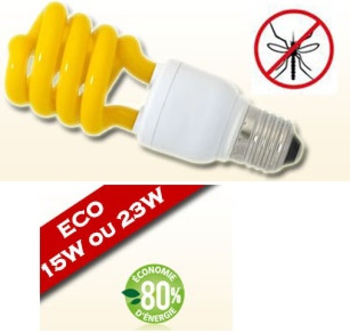 Gelbe birne e27 anti mücken buzz off 20w 100w equivalent compact fluorescent spiral 220v 240v jr international - 1