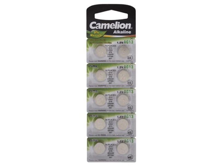 10 pila bottone 1.5vcc lr44 v13ga 357a a76 ag13 sr44 v357 l1154 v13ga litio jr  international - 1