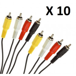 10 X Cable 1,2m 4 rca macho a 4 rca macho cable cables rca macho hacia macho cables alarmas sistema seguridad hama - 1
