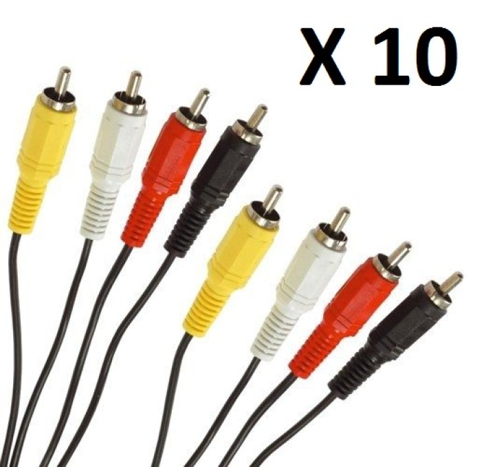 10 X Cable 1,2m 4 rca macho a 4 rca macho cable cables rca macho hacia macho cables alarmas sistema seguridad hama - 1