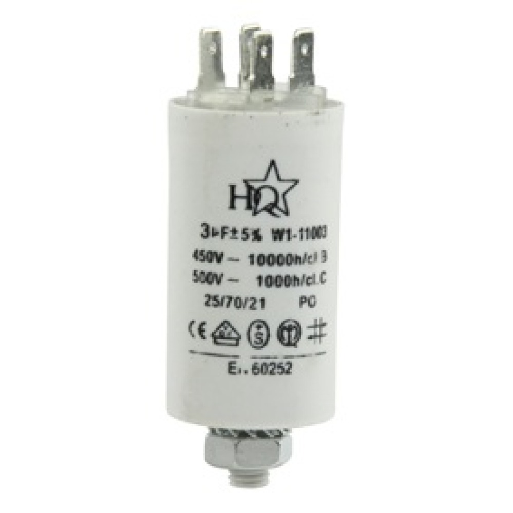 Condensador 3 mf micro farad 450v 50 60 hz condensador de arranque motor universal a borne w1 11003 whirlpool - 1