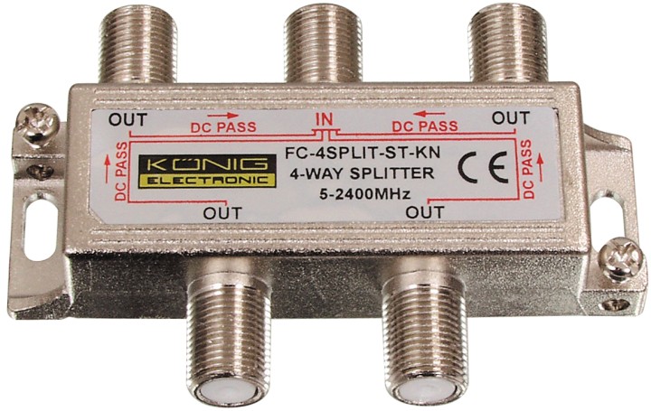 1x satélite Repartiteur F - 4x cabo 2.250 MHz 12,0 a 17,0 dB konig - 1
