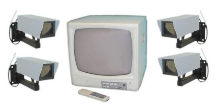Video surveillance pack 4 channel 4 cameras +1monitor 12'' video surveillance video surveillance packs kits security system prot