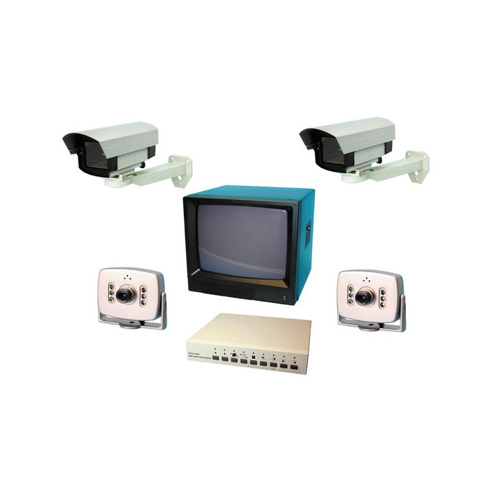 Pack video cuadrante 35cm 4 camaras negro blanco extensible a 8 jr international - 1