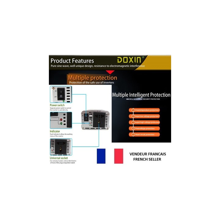 Sinusahnlicher wechselrichter 600w 24vdc eingang 230vac ausgang 24v 210v 220v 230v 240v schutzkontakt (franzosisches system) sof