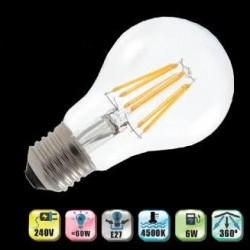 La iluminación de bulbo llevada con la lámpara convencional  75w 6w filamentos nerviosos e27 jr international - 1