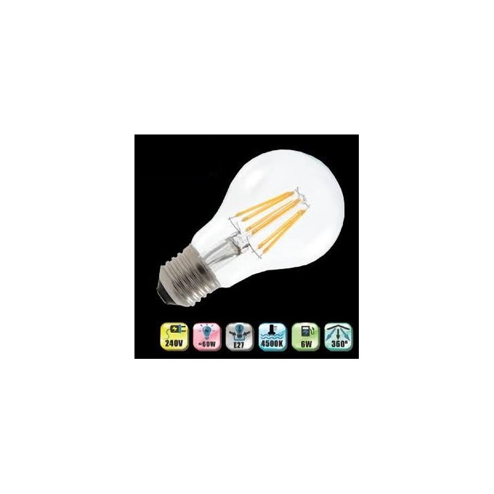 La iluminación de bulbo llevada con la lámpara convencional  75w 6w filamentos nerviosos e27 jr international - 1