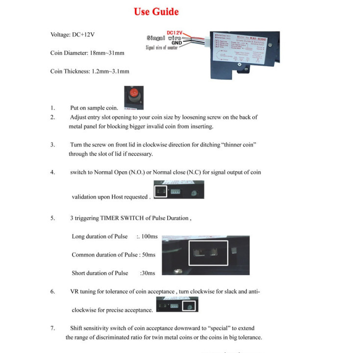 Zinc alloy front plate KAI 638 Advanced CPU Coin Selector Acceptor, suitable for coins and tokens jr international - 8