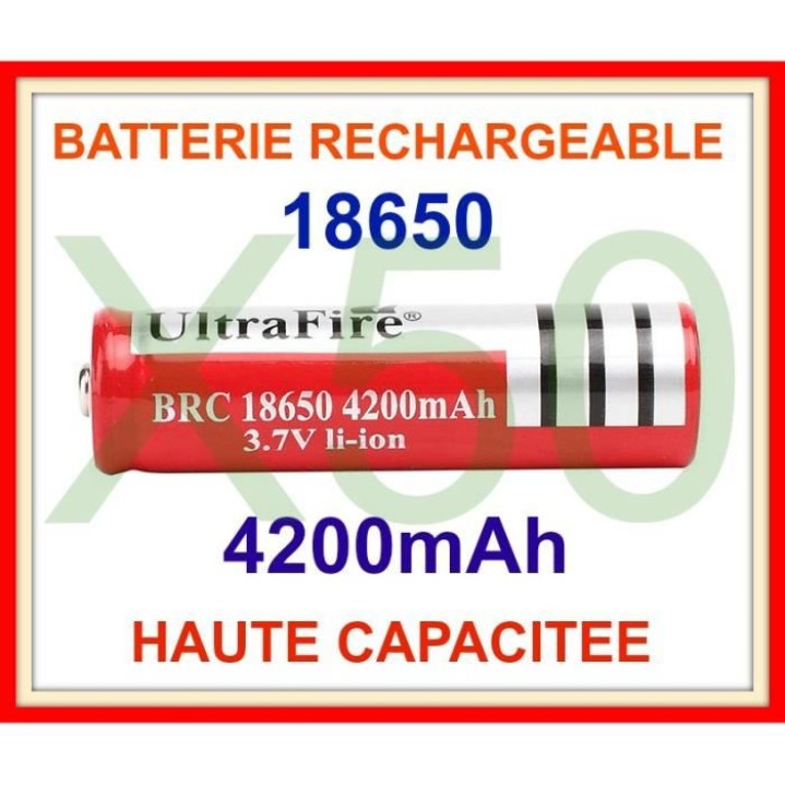 50 battery ultrafire 3.7v 4200mah 18650 rechargeable li-ion 3a flashlight tled3wz ultrafire - 1