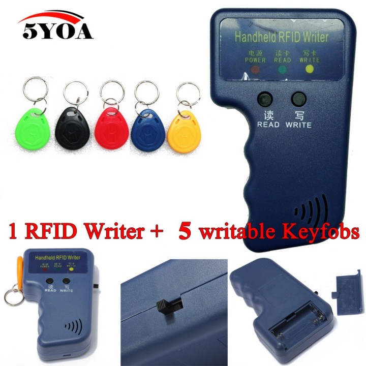 Handheld 125Khz RFID Card Reader Copier Writer Duplicator Programmer ID Card Copy + 5pcs EM4305 each Writable tags jr internatio