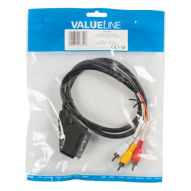 Cable SCART to RCA male adapter 
