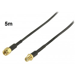 Cable SMA male to SMA antenna connector to 5m sma female black nedis konig - 1