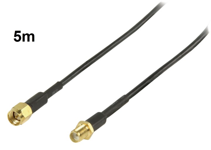 Kabel-SMA-Stecker auf SMA-Antennenanschluss zu 5m SMA female schwarz Nedis konig - 1