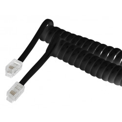 Câble extensible pour casque d ecoute connecteur RJ10 male vers RJ10 male  2m noir